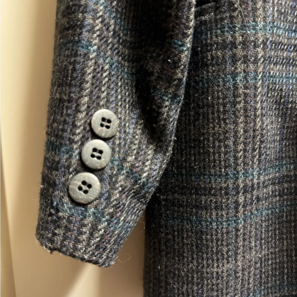 Vintage Christian Dior Gray Plaid Blazer - Made in USA